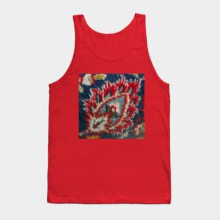 red flower, floral designs, minimal art, abstract art, floral pattern, antique rug photo , For custom orders please DM me. Tank Top